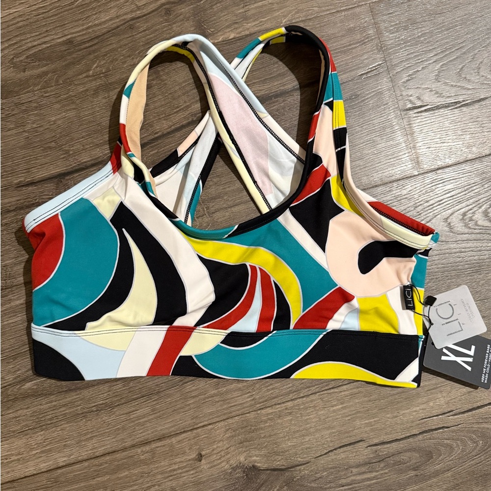 Colorful Abstract Print Sports Bra - Women's Activewear